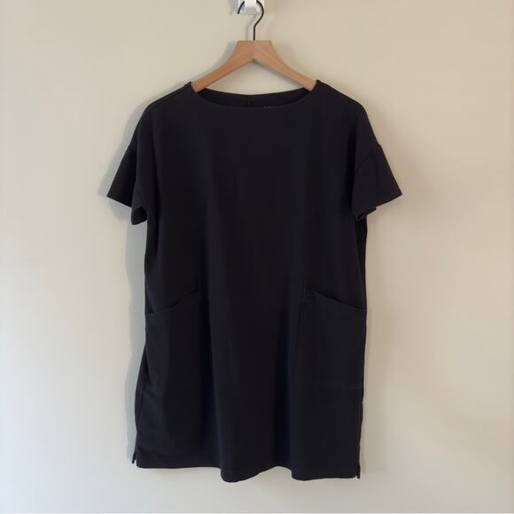 Eileen Fisher Cotton Blend Short Sleeve Square Mini Dress Pockets Casual stretch - Picture 9 of 9